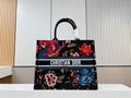 Dior M1286 Large Book Tote Black Multicolor Birds Embroidery