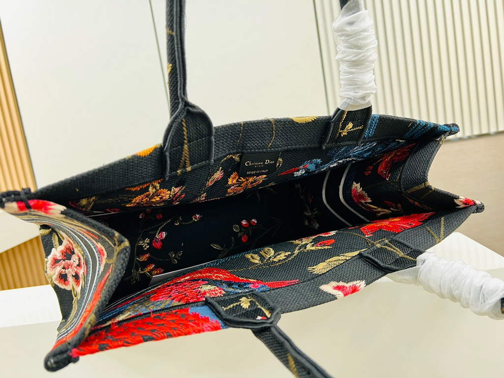Dior M1286 Large Book Tote Black Multicolor Birds Embroidery - Default Title - View 9