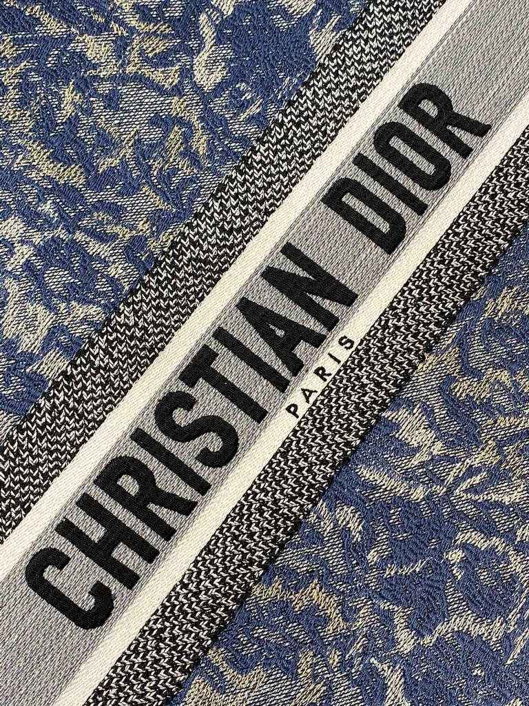 Dior M1286 Large Book Tote Blue Brocart Embroidery with Denim Effect