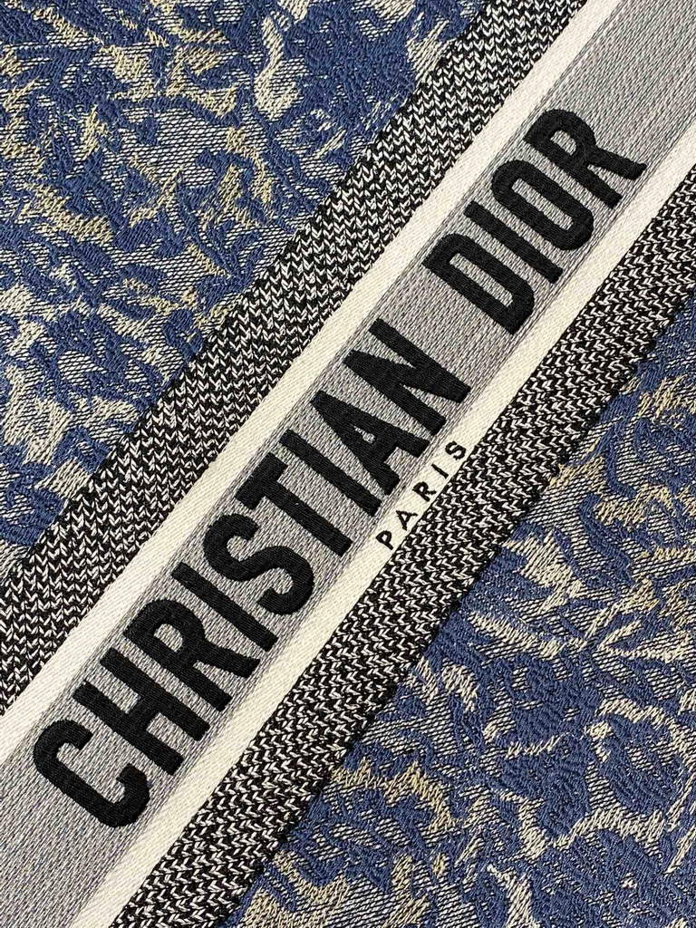 Dior M1286 Large Book Tote Blue Brocart Embroidery with Denim Effect - Default Title - View 2