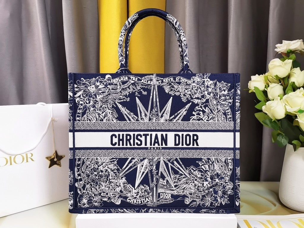 Dior M1286 Large Book Tote Blue Multicolor Rêve d'Infini Embroidery