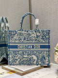 Dior M1286 Large Book Tote Blue Toile de Jouy Embroidery