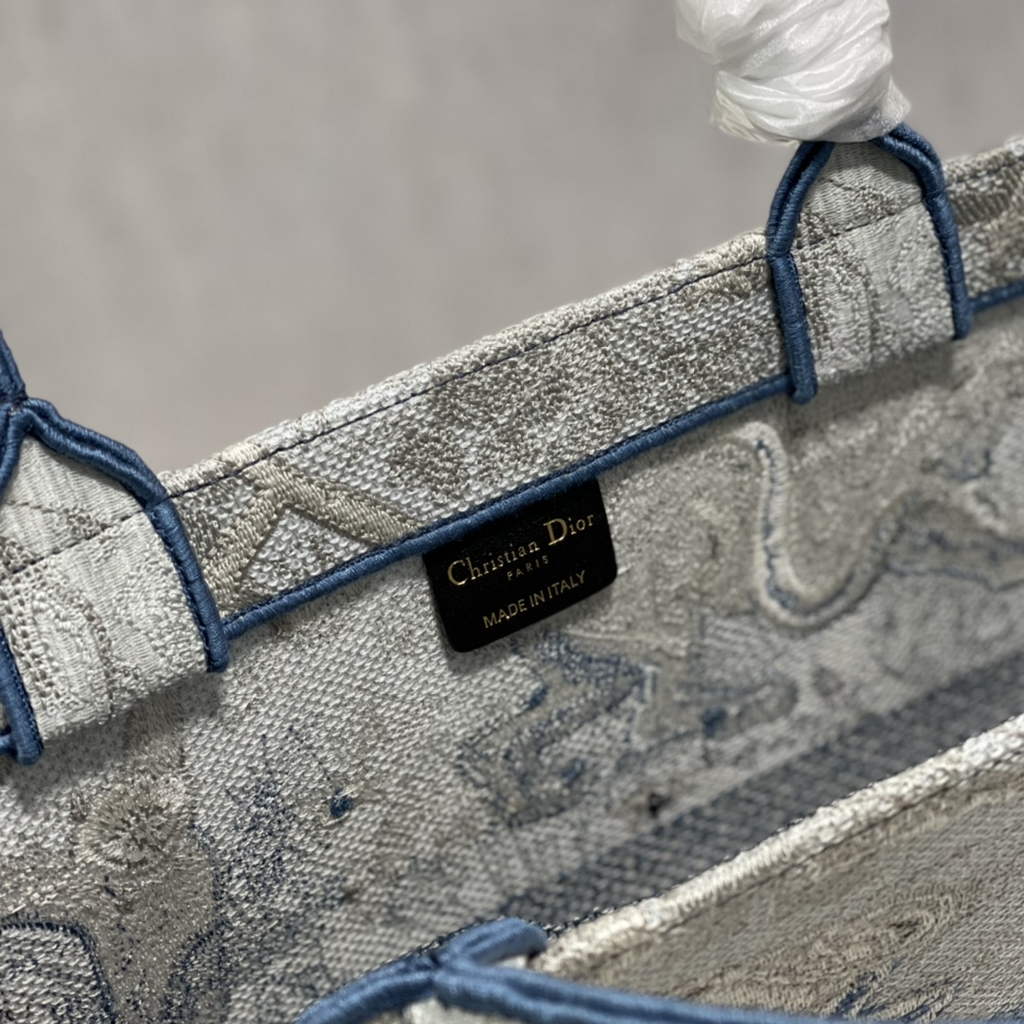 Dior M1286 Large Book Tote Blue Toile de Jouy Reverse Embroidery