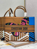 Dior M1286 Large Book Tote Brown Blue Calfskin