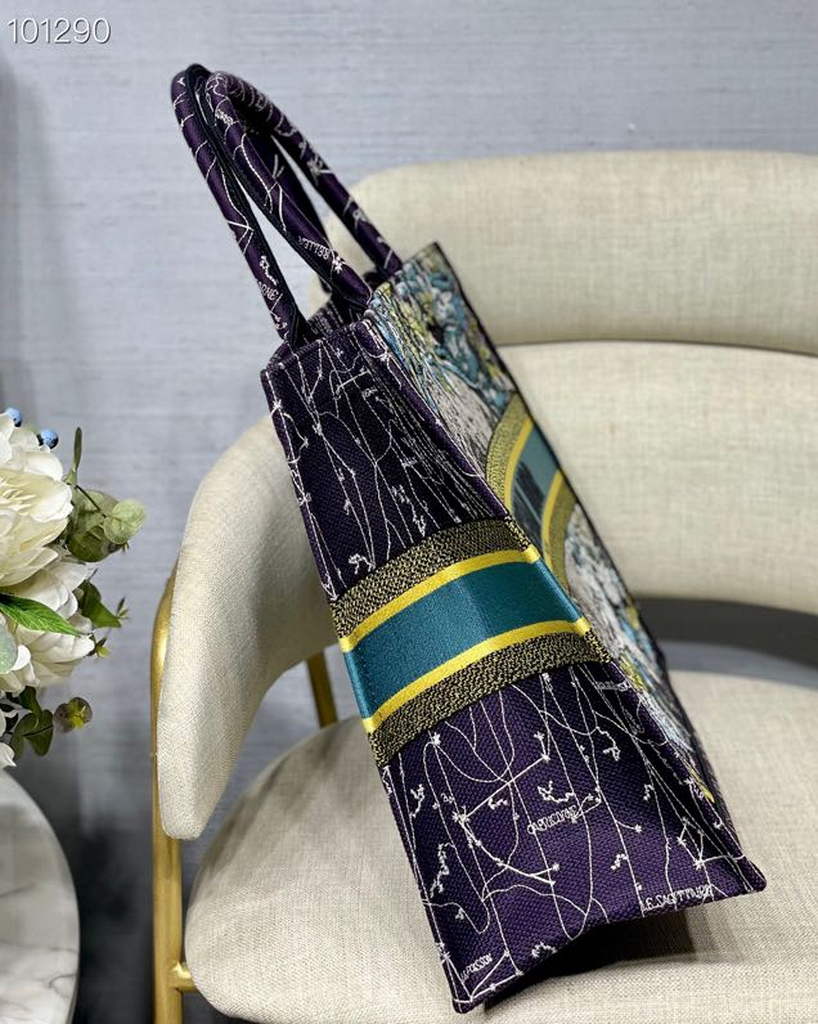 Dior M1286 Large Book Tote Navy Blue Constellation Embroidery