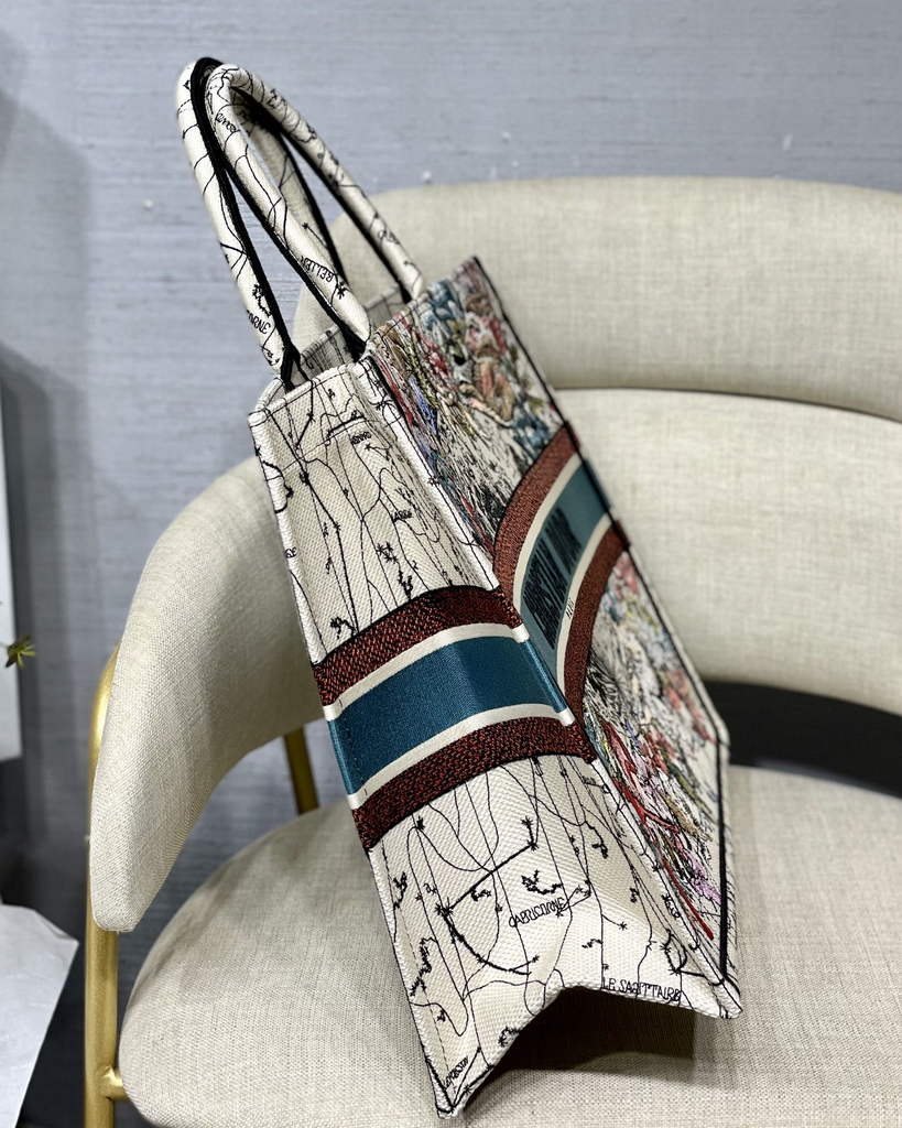 Dior M1286 Large Book Tote Beige Constellation Embroidery