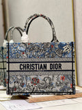 Dior M1286 Large Book Tote Denim Multicolor Jardin Magique Embroidery