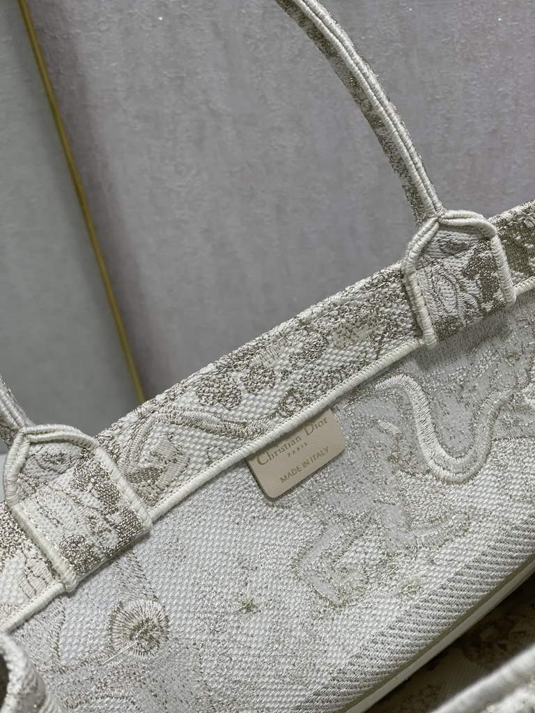 Dior M1286 Large Book Tote Gray Toile de Jouy Reverse Embroidery