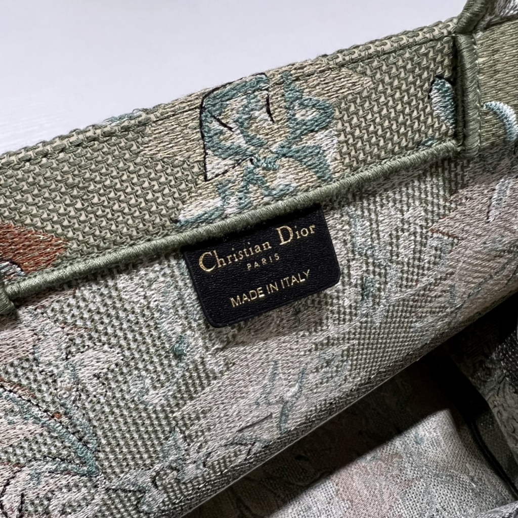 Dior M1286 Large Book Tote Green Multicolor Petites Fleurs Embroidery