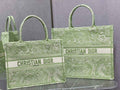 Dior M1286 Large Book Tote Green Toile de Jouy Embroidery