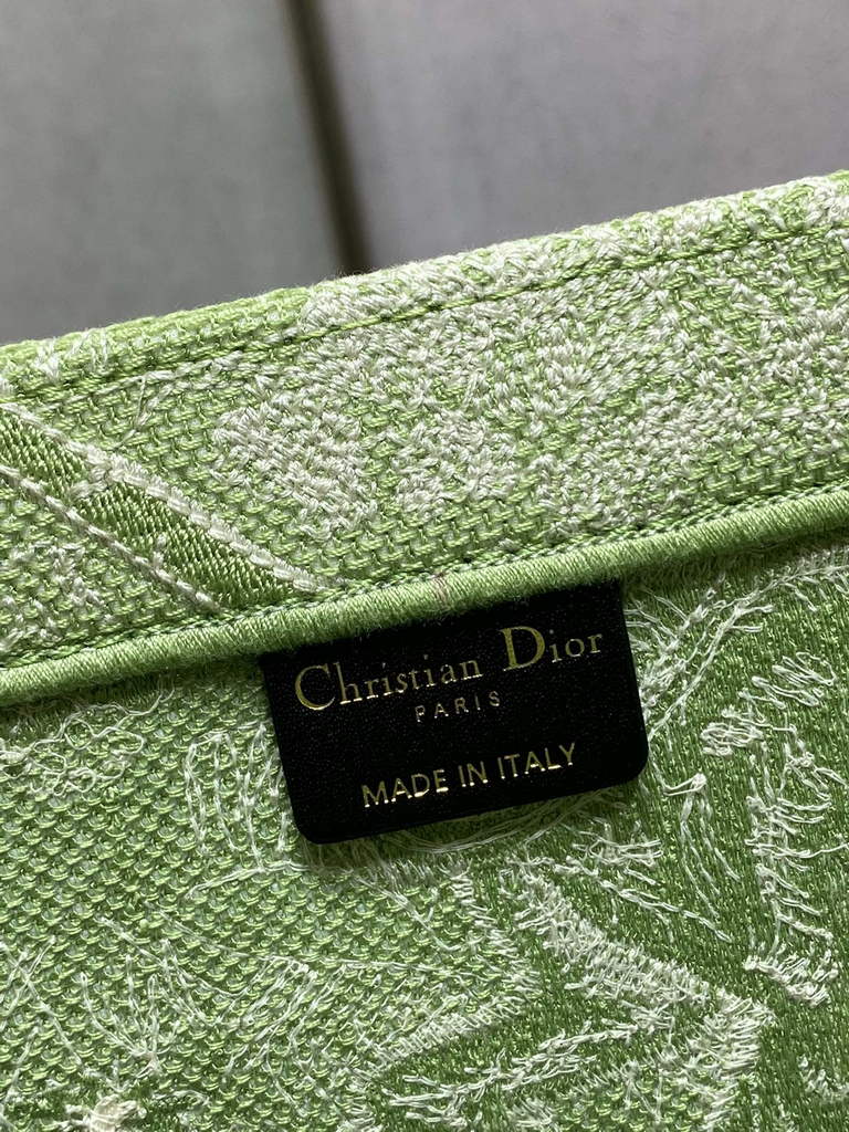 Dior M1286 Large Book Tote Green Toile de Jouy Embroidery