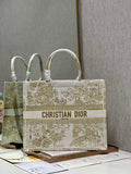Dior M1286 Large Book Tote Jardin d'Hiver Embroidery with Gold-Tone Metallic Thread