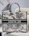 Dior M1286 Large Book Tote Latte Toile de Jouy Zodiac Embroidery