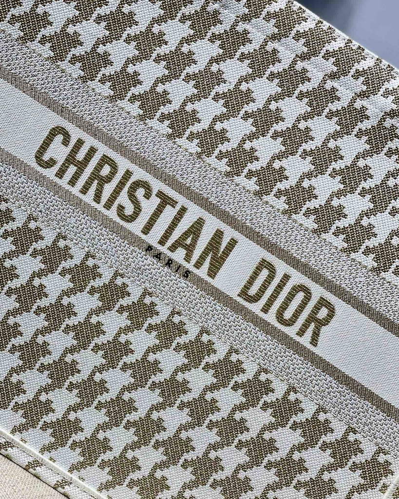 Dior M1286 Large Book Tote Gold Macro Houndstooth Embroidery