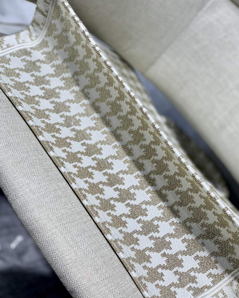 Dior M1286 Large Book Tote Gold Macro Houndstooth Embroidery