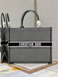 Dior M1286 Large Book Tote Macro Houndstooth Black Embroidery