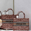 Dior M1286 Large Book Tote Metallic Pink Dior Brocart Embroidery