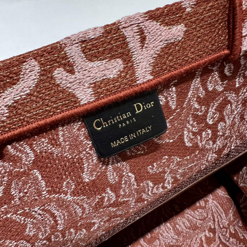 Dior M1286 Large Book Tote Metallic Pink Dior Brocart Embroidery