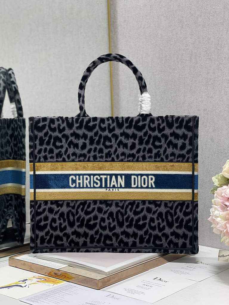 Dior M1286 Large Book Tote Black Multicolor Mizza Embroidery