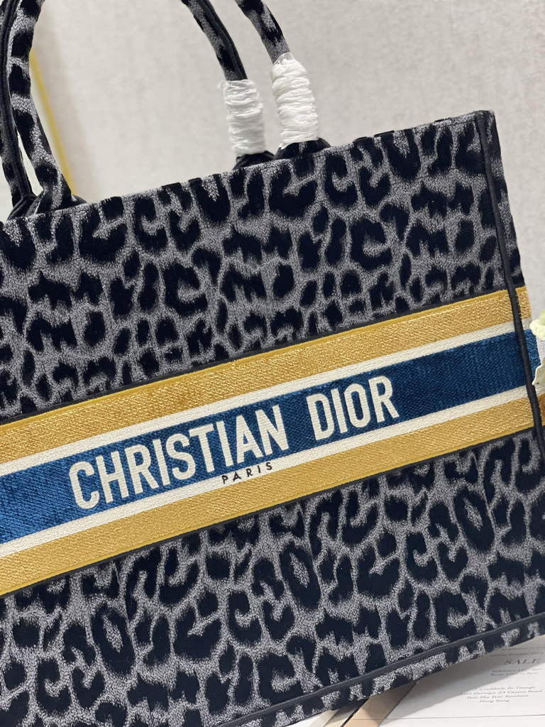 Dior M1286 Large Book Tote Black Multicolor Mizza Embroidery