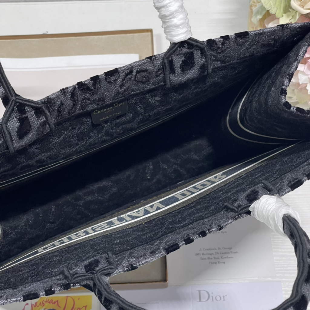 Dior M1286 Large Book Tote Black Multicolor Mizza Embroidery