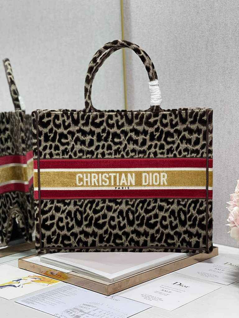 Dior M1286 Large Book Tote Brown Multicolor Mizza Embroidery