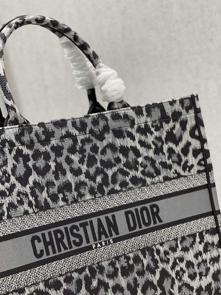 Dior M1286 Large Book Tote Gray Multicolor Mizza Embroidery