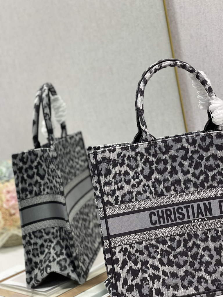 Dior M1286 Large Book Tote Gray Multicolor Mizza Embroidery
