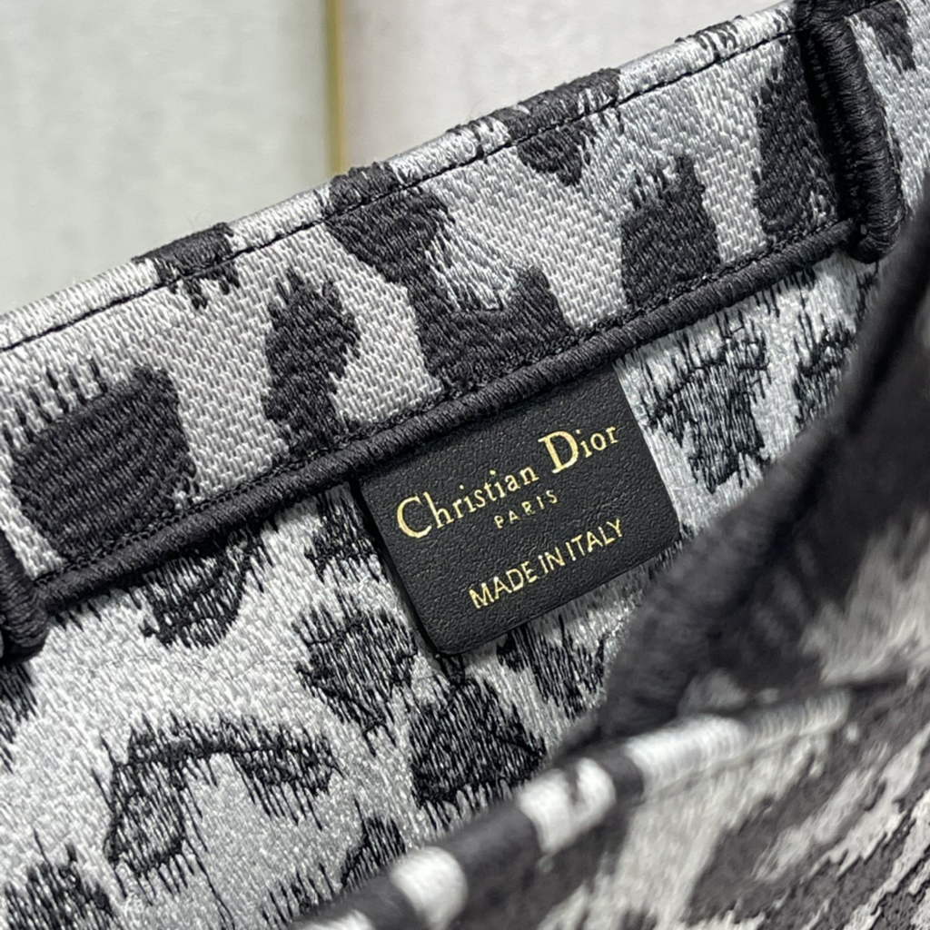 Dior M1286 Large Book Tote Gray Multicolor Mizza Embroidery