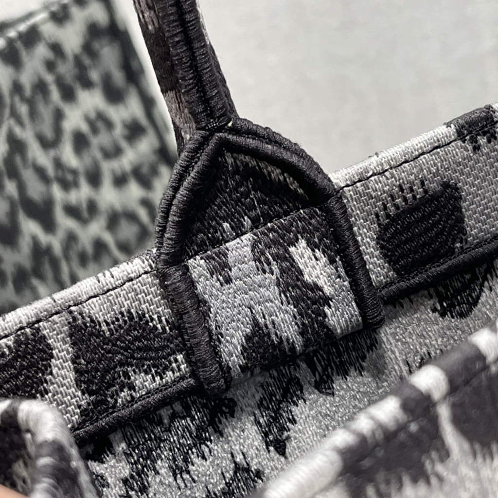 Dior M1286 Large Book Tote Gray Multicolor Mizza Embroidery