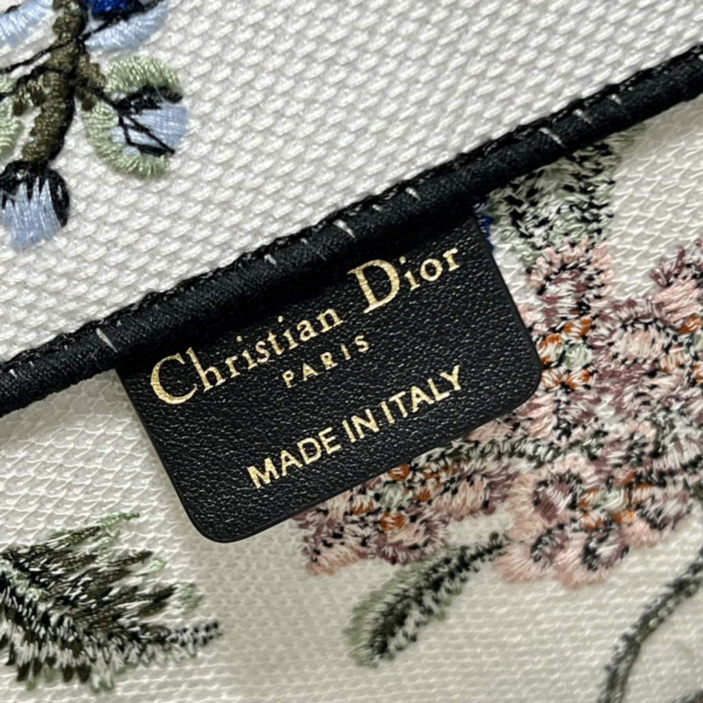 Dior M1286 Large Book Tote White Multicolor Petites Fleurs Embroidery