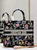 Dior M1286 Large Book Tote Multicolor Black Petites Fleurs Embroidery