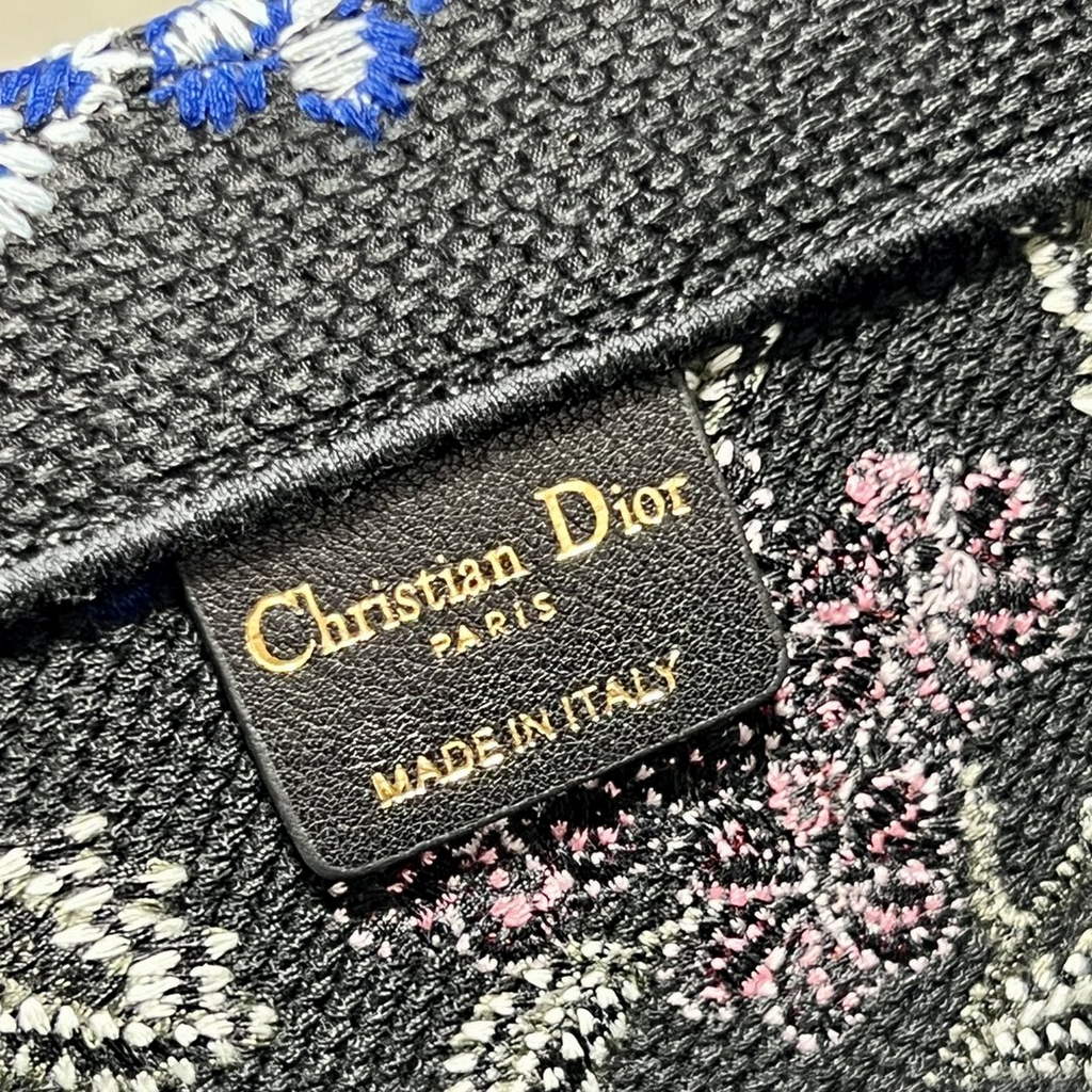 Dior M1286 Large Book Tote Multicolor Black Petites Fleurs Embroidery