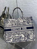 Dior M1286 Large Book Tote Navy Blue Toile de Jouy Embroidery