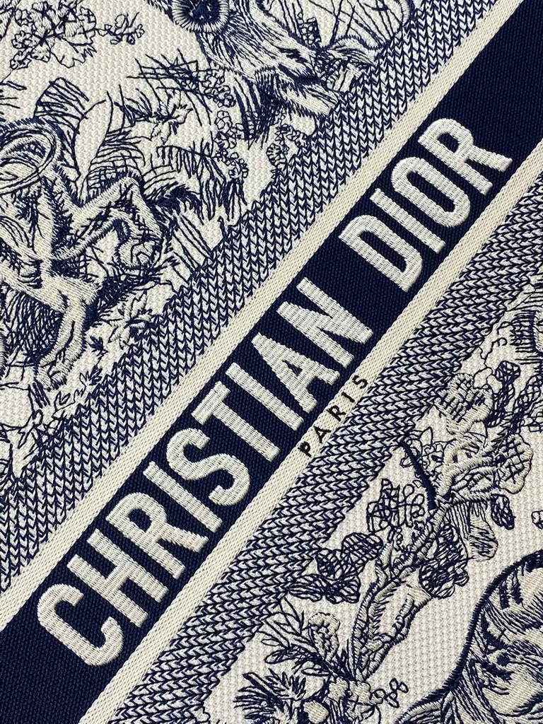 Dior M1286 Large Book Tote Navy Blue Toile de Jouy Embroidery