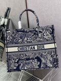 Dior M1286 Large Book Tote Navy Blue Toile de Jouy Reverse Embroidery