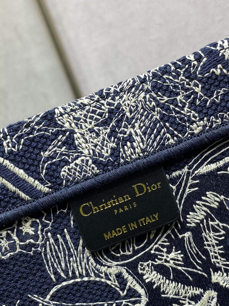 Dior M1286 Large Book Tote Navy Blue Toile de Jouy Reverse Embroidery
