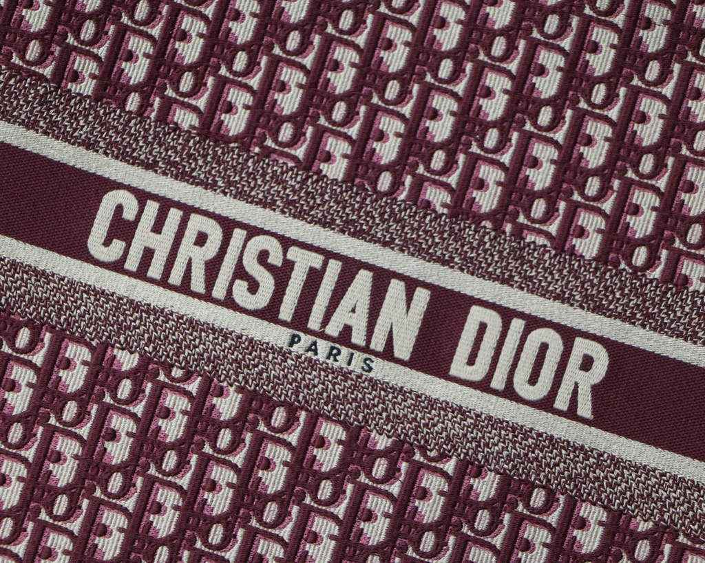 Dior M1286 Large Book Tote Red Oblique Embroidery