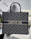 Dior M1286 Large Book Tote Blue Oblique Embroidery