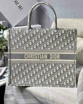 Dior M1286 Large Book Tote Gray Oblique Embroidery