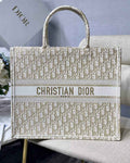 Dior M1286 Large Book Tote Gold Oblique Embroidery