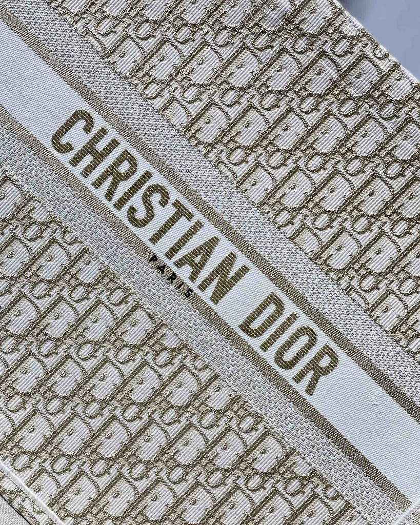 Dior M1286 Large Book Tote Gold Oblique Embroidery