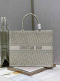 Dior M1286 Large Book Tote Beige Oblique Embroidery