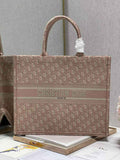 Dior M1286 Large Book Tote Pink Oblique Embroidery