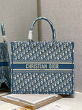 Dior M1286 Large Book Tote Oblique Embroidery Blue