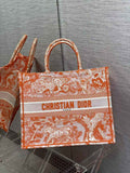 Dior M1286 Large Book Tote Orange Toile de Jouy Reverse Embroidery