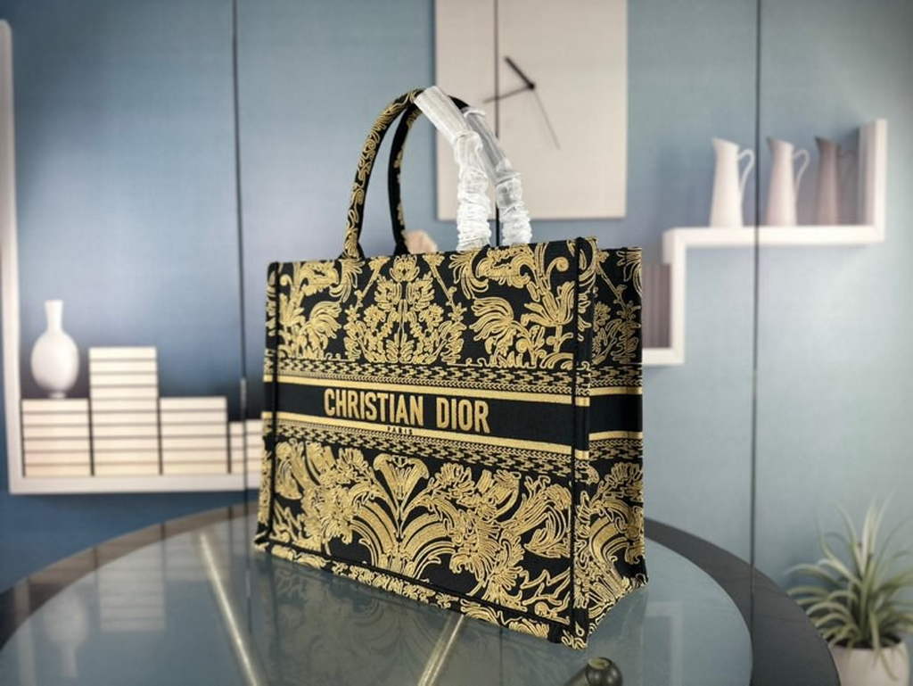 Dior M1286 Large Book Tote Black Ornamental Cornely-Effect Embroidery