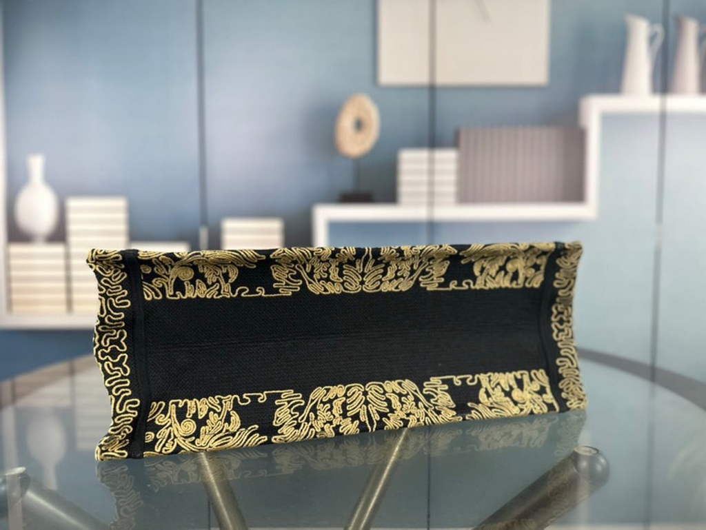 Dior M1286 Large Book Tote Black Ornamental Cornely-Effect Embroidery