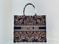 Dior M1286 Large Book Tote Navy Blue Ornamental Cornely-Effect Embroidery