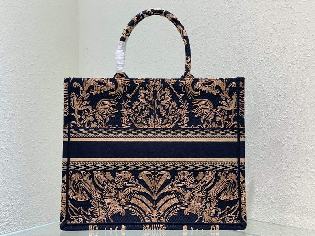 Dior M1286 Large Book Tote Navy Blue Ornamental Cornely-Effect Embroidery